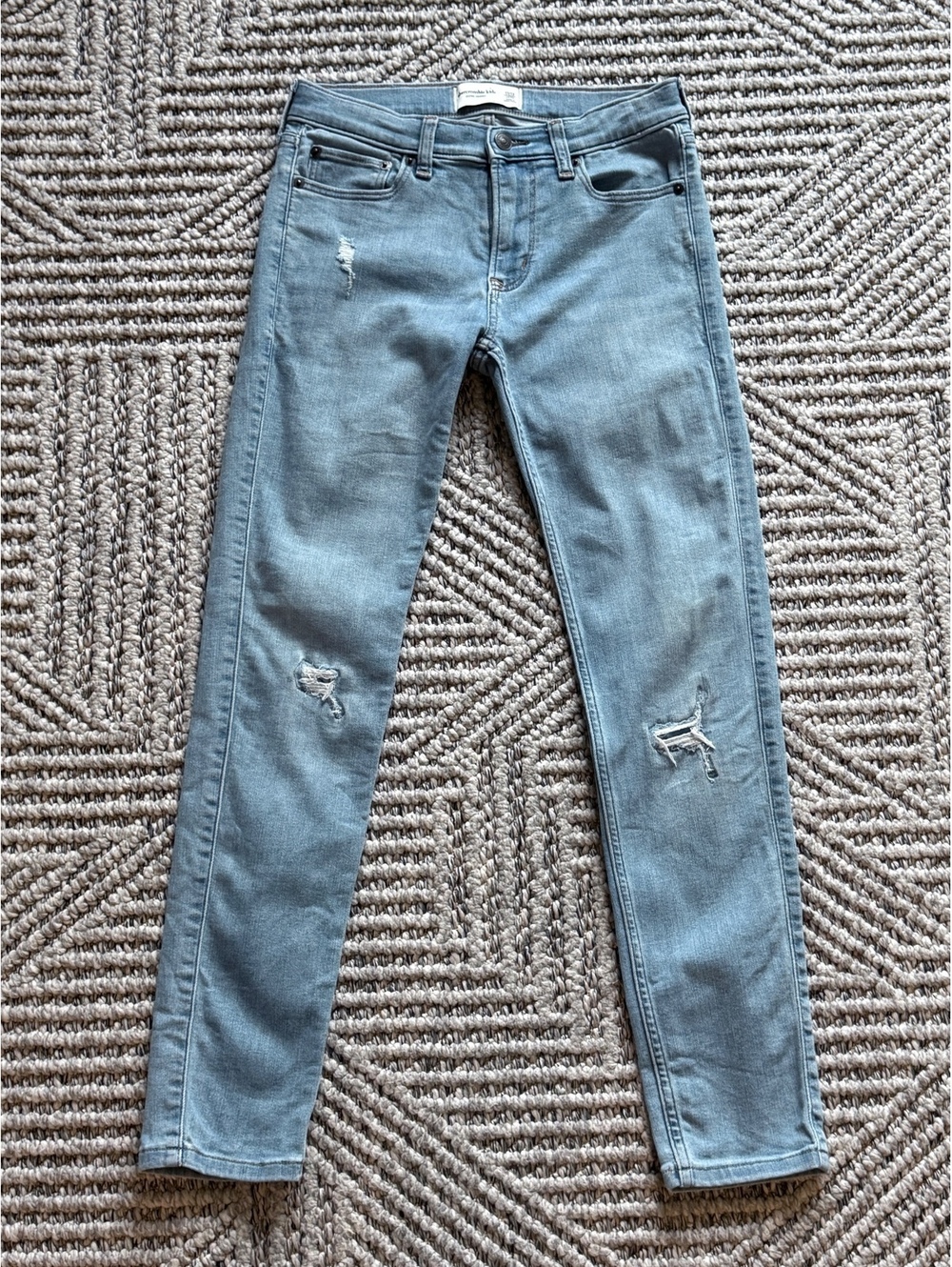 Abercrombie Kids Super Skinny Light Blue Distressed Jeans 11/12